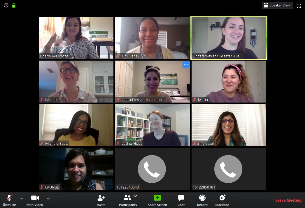 atxlnh's tweet photo. I love a great zoom meeting! Thanks @UnitedWayATX women's committee. https://t.co/NSHV0IFmOb