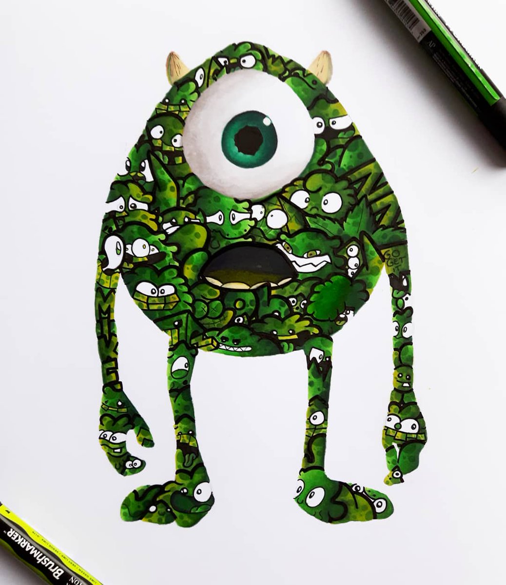 I made this Mike Wazowski doodle! #MikeWazowski #MonstersINC, image size:1038x1200