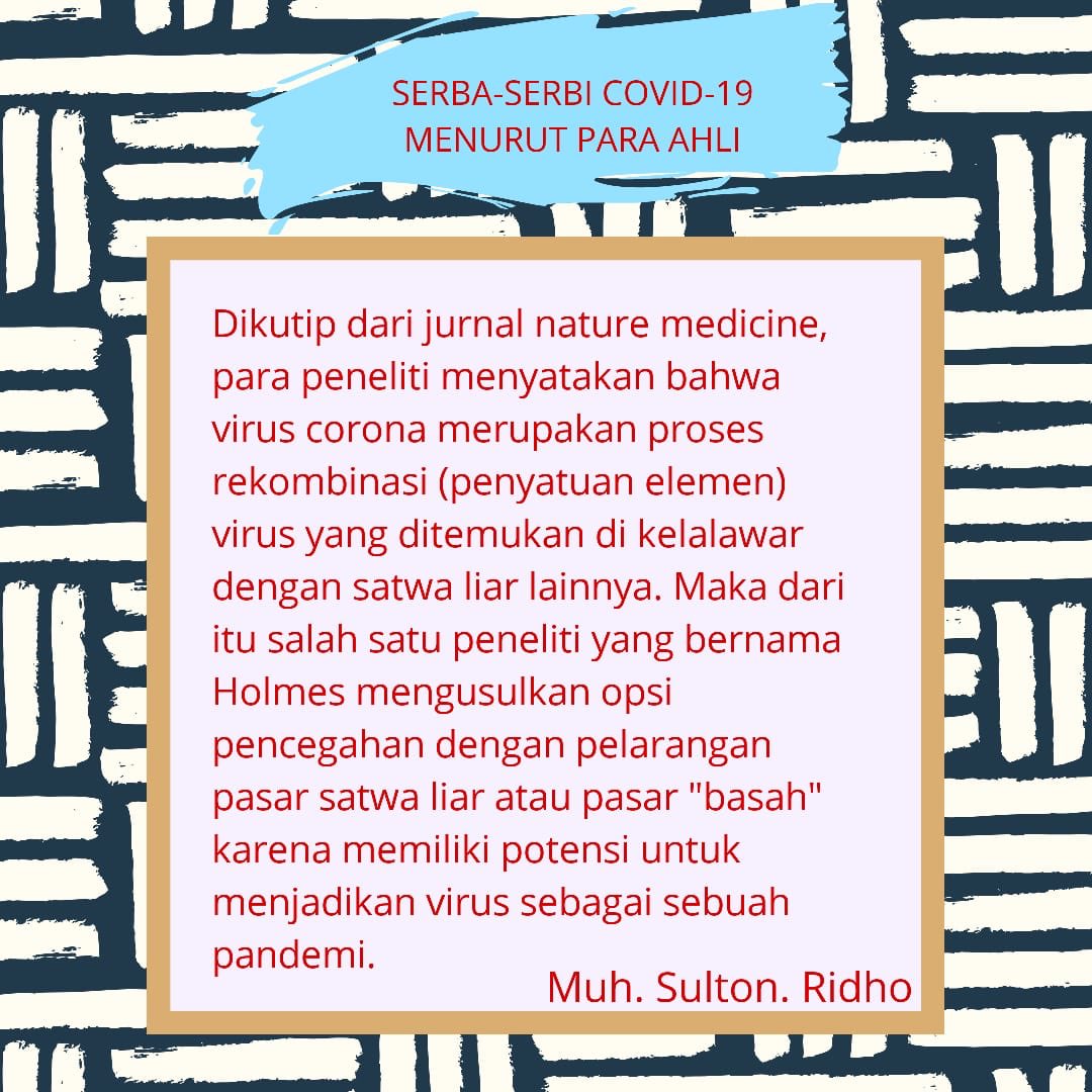 sultonridho's tweet photo. Hentikan ekspos kita terhadap satwa liar #karantinawilayah #sosiologipedulibngsa #bersamaakhiricorona https://t.co/z6rBIbHGeX