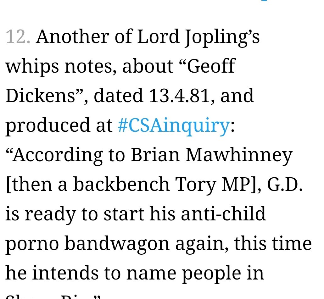 Keir Starmer was made DPP by the controversy-riddled former Attorney General Patricia Scotland, sister-in-law of Thatcher's Brian Mawhinney, himself an anti-porn campaigner, cited by  @InquiryCSA as toeing the party line in discrediting Geoffrey Dickens.  https://twitter.com/ciabaudo/status/1195444628469821440?s=19