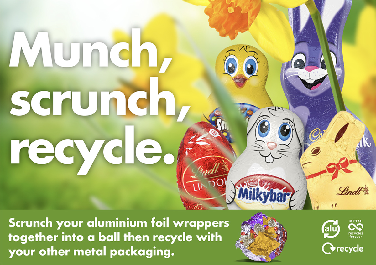 MikeLRecycle's tweet photo. #Didyouknow that the aluminium foil from #Easter eggs can be recycled? All you need to do is scrunch all of the foil up into a ball before putting it in your blue bin for #recycling! https://t.co/aozkpuxXSW