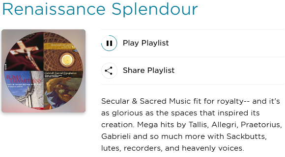 Curiously, one of the themes and/or motifs of this (see previous tweet) reminds me of Manheim Steamroller's Fresh Aire V. And another of Chariots of Fire -- boy's choir. (And even Lord of the Rings -- Elven themes.) Sublime. https://www.cbc.ca/listen/cbc-music-playlists/542-renaissance-splendour #loveCBC  #RenaissanceMusic