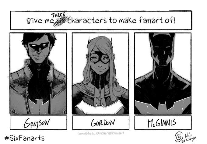 #sixfanart : Bat kids! 

Budget edition

Also a small fanart of @Sean_G_Murphy 's Dick and Babs! 
Been meaning to draw them since forever 