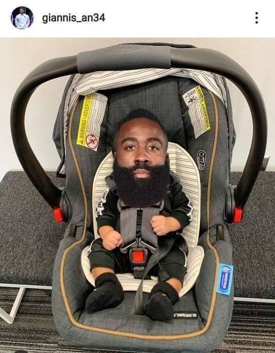 APACHEZIKO's tweet photo. @Giannis_An34 upload his first pic of his son @james__harden13 #nba https://t.co/ydDFGy9R3C