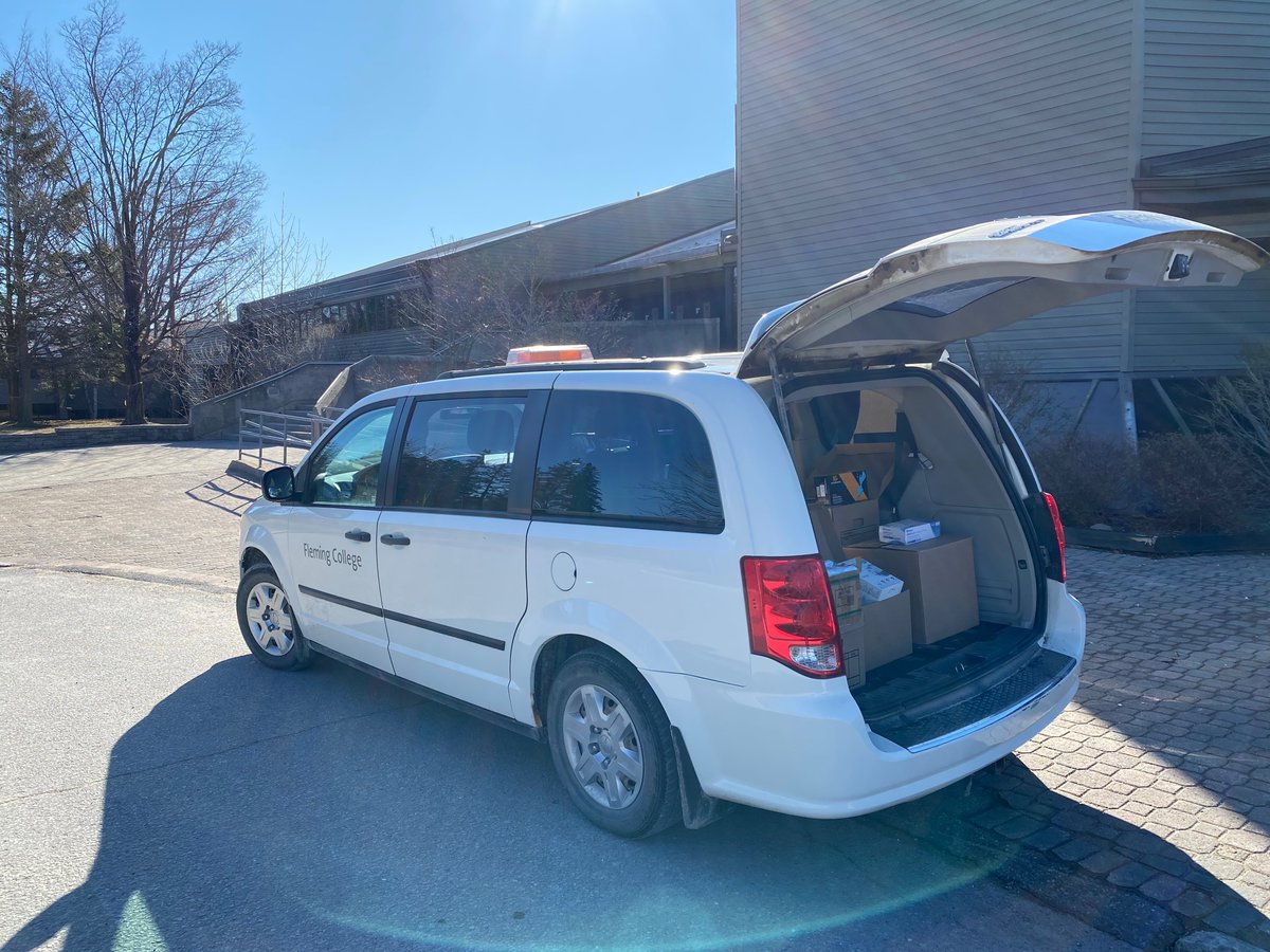 FlemingCollege's tweet photo. Fleming College donates to Haliburton Highlands Health Services, Peterborough Regional Health Centre, and Ross Memorial Hospital https://t.co/0OHpgYWFUg #FlemingHelps #InThisTogether #COVID19 @PRHC1 @RossMemorial https://t.co/jBPabCDQB7