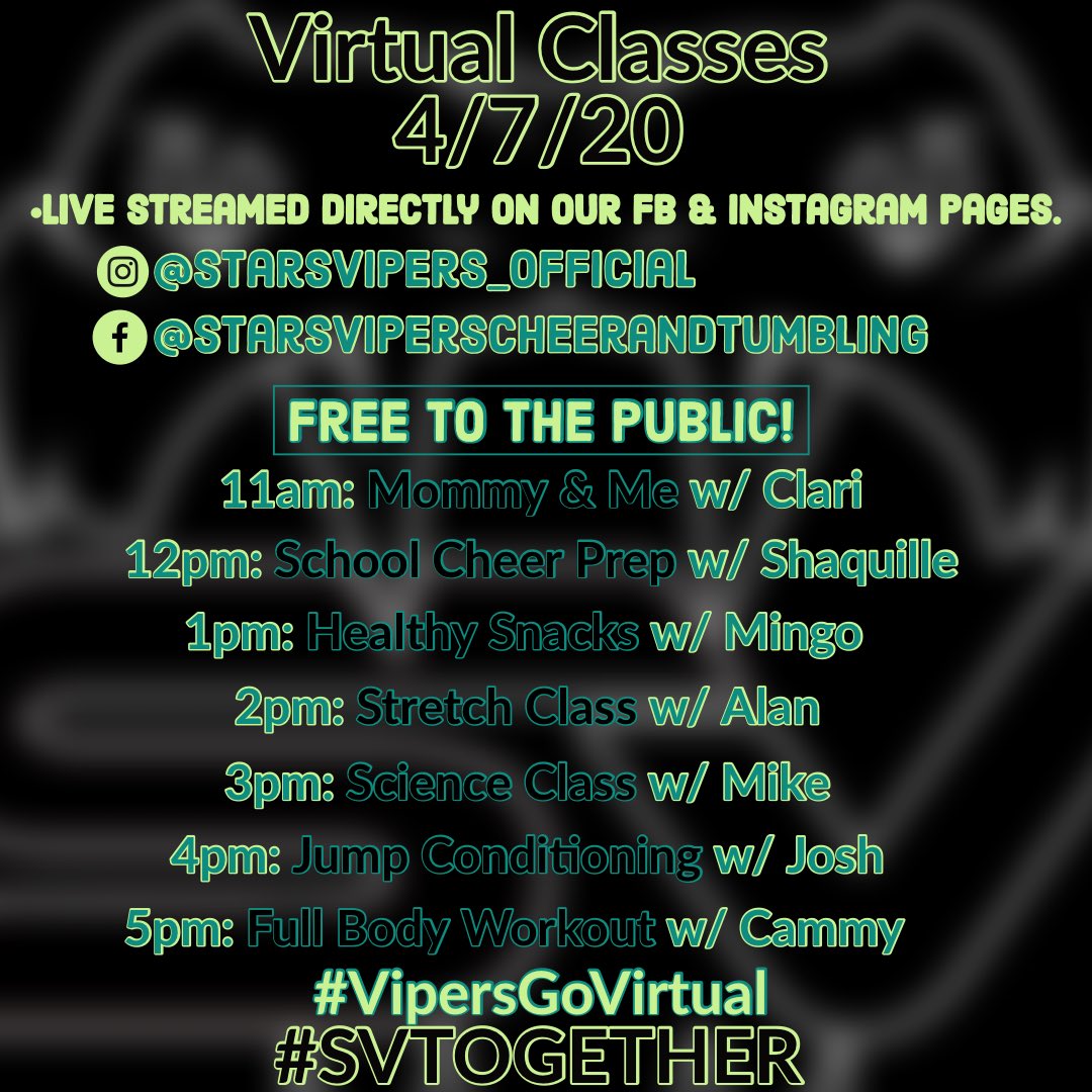 Stars_Vipers's tweet photo. Live schedule for Tuesday, April 7th! #vipersgovirtual #svtogether https://t.co/eKNBDzYBc0
