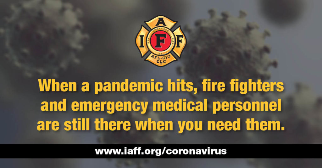 IAFFofficial's tweet photo. Show your appreciation to fire fighters and emergency personnel on this #WorldHealthDay2020 who are answering the call to fight the Coronavirus pandemic in their communities. https://t.co/D1fWih8jXJ