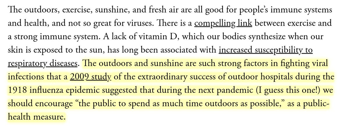 Folks, please check the evidence! The value of outdoors in fighting pandemics/infections is so strong that there are peer-reviewed papers recommending that we *encourage* people to spend more time outdoors during the next pandemic (this one!)! We just need to do it sensibly.