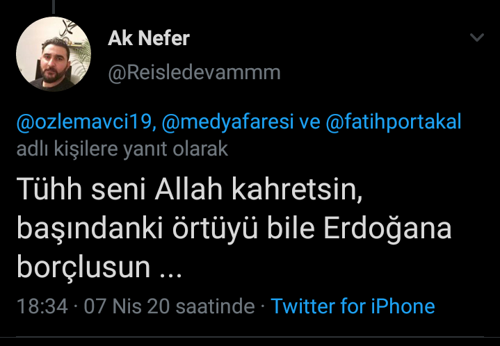 drozlem_avci's tweet photo. Trollere cevap verip prim yaptırmamaya söz verdim. Bu yüzden bu hadsizi engelledim.
Erdoğan'a 27 senedir taktığım başörtüsünü borçlu değilim.
Ayrıca Allah beni değil sizi kahredecek saygısız herifler! https://t.co/mCkg68UhgS