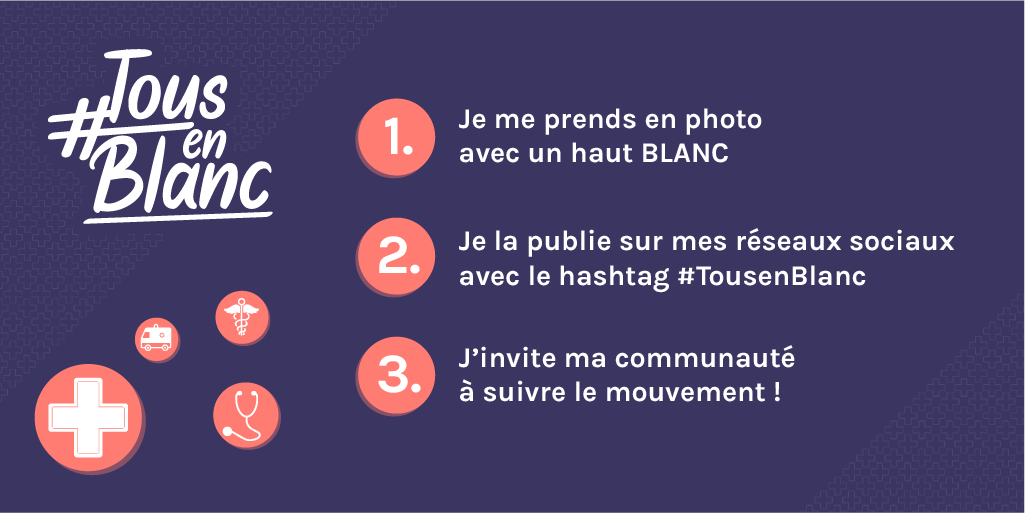 Les acteurs du sport se mobilisent pour soutenir le personnel de santé. Pour les encourager, c'est possible :
📢 en participant au mouvement avec #TousEnBlanc 
💟 ou en faisant un don à la <a href="/Fondationfrance/">Fondation de France</a> 
groupebpce.com/toute-l-actual…