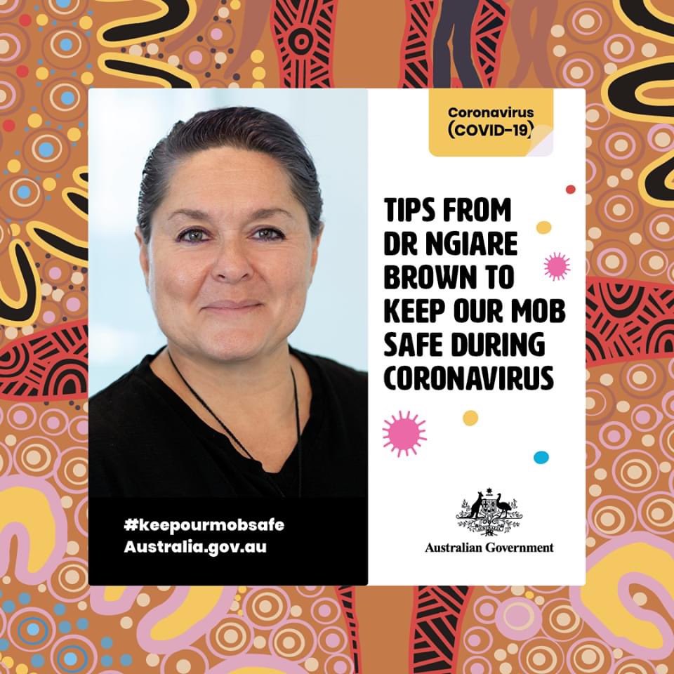 Together, we can stop the spread of coronavirus and keep our mob safe. #Keepourmobsafe

Find out more at bit.ly/COVID19Indigen…, or sign up to receive the latest news and information each week at bit.ly/Keepourmobsafe…

#COVID2019AU #Covid_19 #COVIDIndigenous