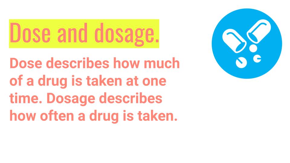 Dose is how MUCH of a drug is taken.Dosage is how OFTEN a drug is taken. #HarmReduction