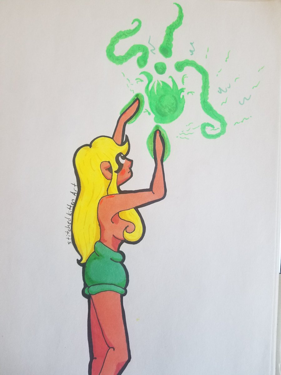 StitchedK's tweet photo. Drew this little magic girl. Also counted my sharpies today, and I definitely need more, but I have no money, haha. #magic #drawing #sharpies #poorproblems #girl #idk https://t.co/HwRjd6xbft