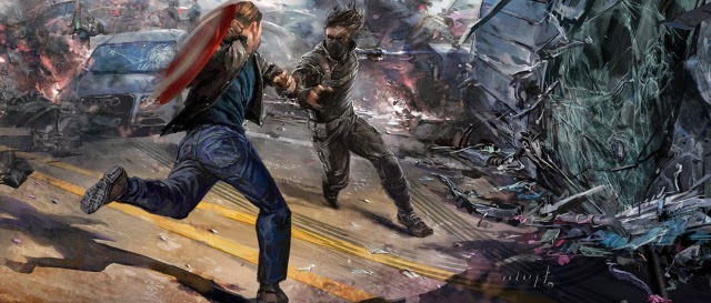 Unused ideas for Steve and Winter Soldier fight in Cap 2As you see there's plenty of damage and explosion on the back a great way to make their fight more badass