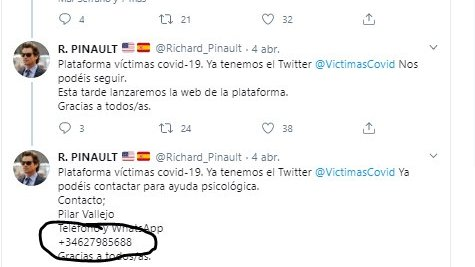 Estos días he publicado información de como miles de cuentas lanzan bulos y mensajes de odio de manera automatizada.Aunque toda la información de este hilo es pública, espero que no sea real, da un poco de miedito. Hoy vi que se crearon las redes de Victimas del coronavirus y...  https://twitter.com/Richard_Pinault/status/1246195637173071872