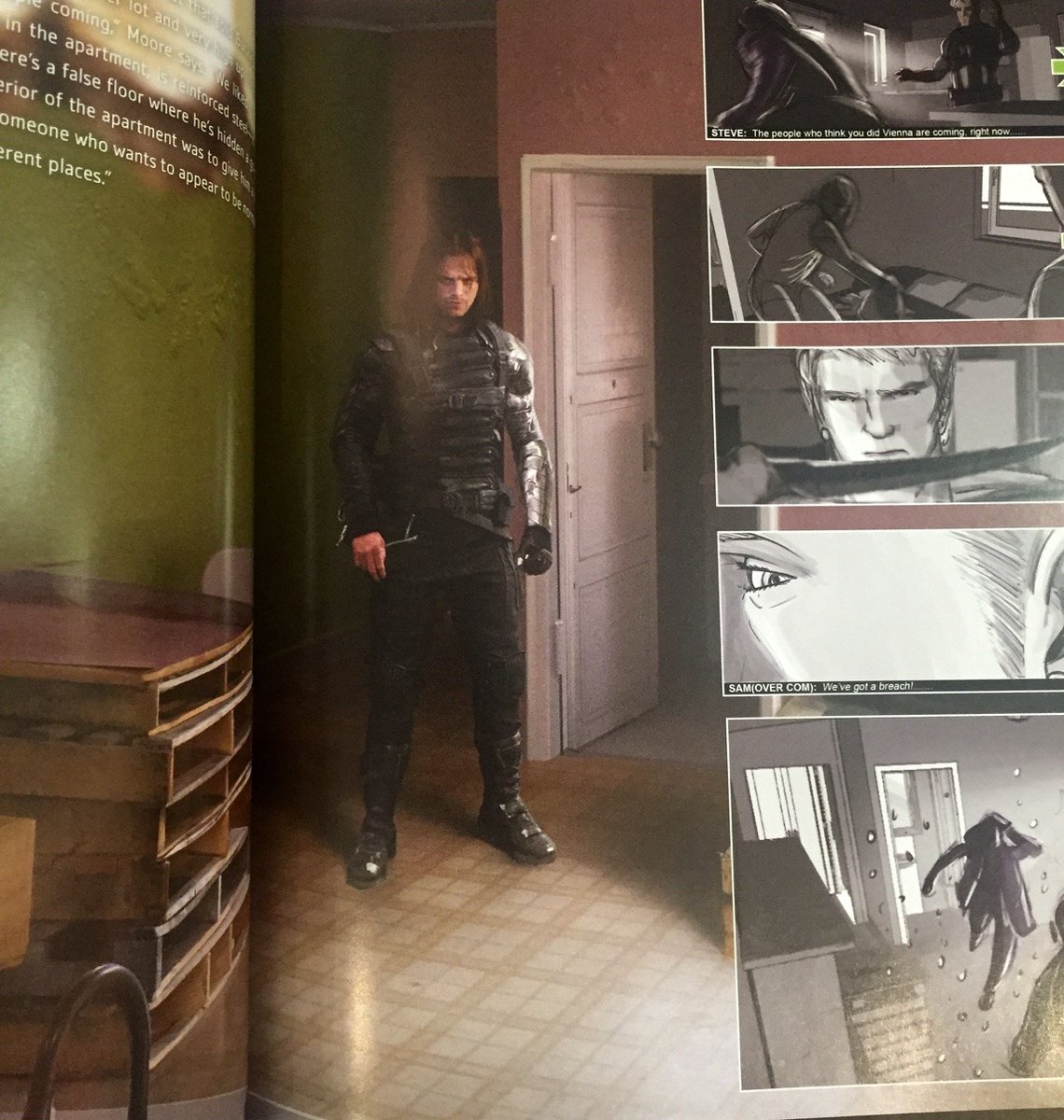 Sketch you would be able to find on "The Art of Captain America Civil War" about the storytelling of the action sequence