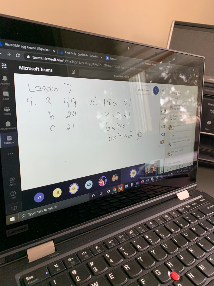 RAMteacher1's tweet photo. @MicrosoftTeams working on Math with Gr 4/5 Ss today. Thank you for the white board!! Correcting went a little smoother! Learning as we go 😊 @StJosaphat @RCSD_No81 https://t.co/4fIvH86H6D