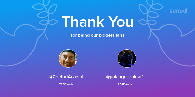 MoussaTaghi's tweet photo. Our biggest fans this week: ChetoriArzeshi, palangesepidar1. Thank you! via https://t.co/bDgv3EMzNC https://t.co/GeRPe2kiel