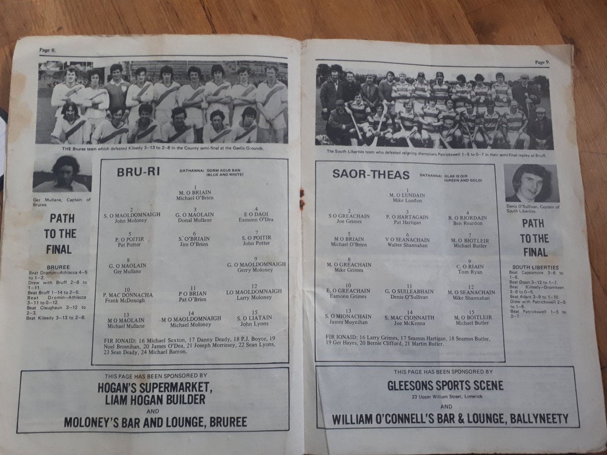 South Liberties were unable to defend their County crown in 1977. Fast forward a year to 1978 and South Liberties won back the Daly cup with a hard fought 2-09 to 2-05 win over  @BrureeGAA Tom Ryan and Michael Butler with the goals.