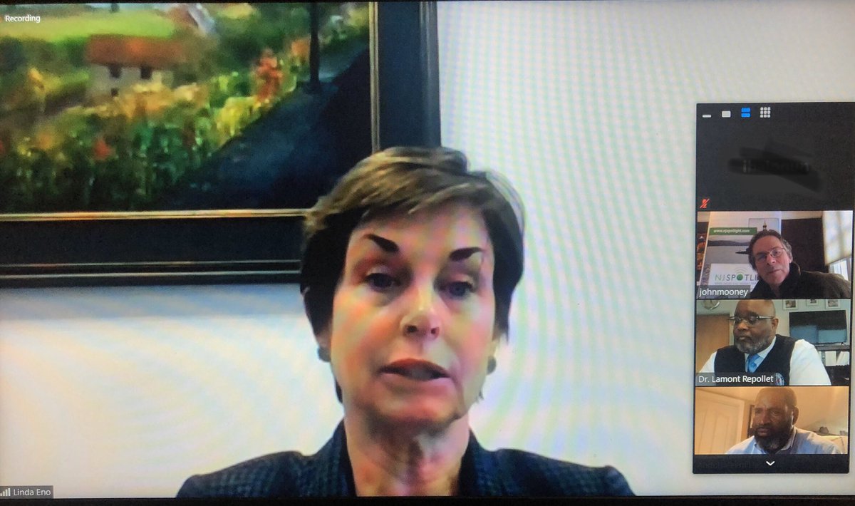 NewJerseyDOE's tweet photo. Commissioner @DrLRepollet &amp; Assistant Commissioners @ARHasanEdS &amp; @lindapeno1 joined @njspotlight’s John Mooney for a virtual round table addressing challenges facing NJ’s school communities due to COVID19. https://t.co/B4kAjpBzlt