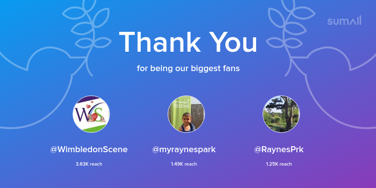 Our biggest fans this week: WimbledonScene, myraynespark, RaynesPrk. Thank you! via sumall.com/thankyou?utm_s…