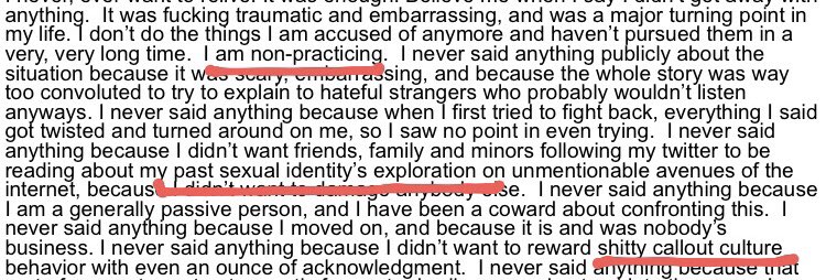 “I am non-practicing” - still a zoophile. Stop trying to normalize that. “Past sexual identity’s exploration.” R*PE IS NOT “EXPLORATION”. Call it what it is. She clearly does not see what she did as wrong, she’s only upset she got caught for it.