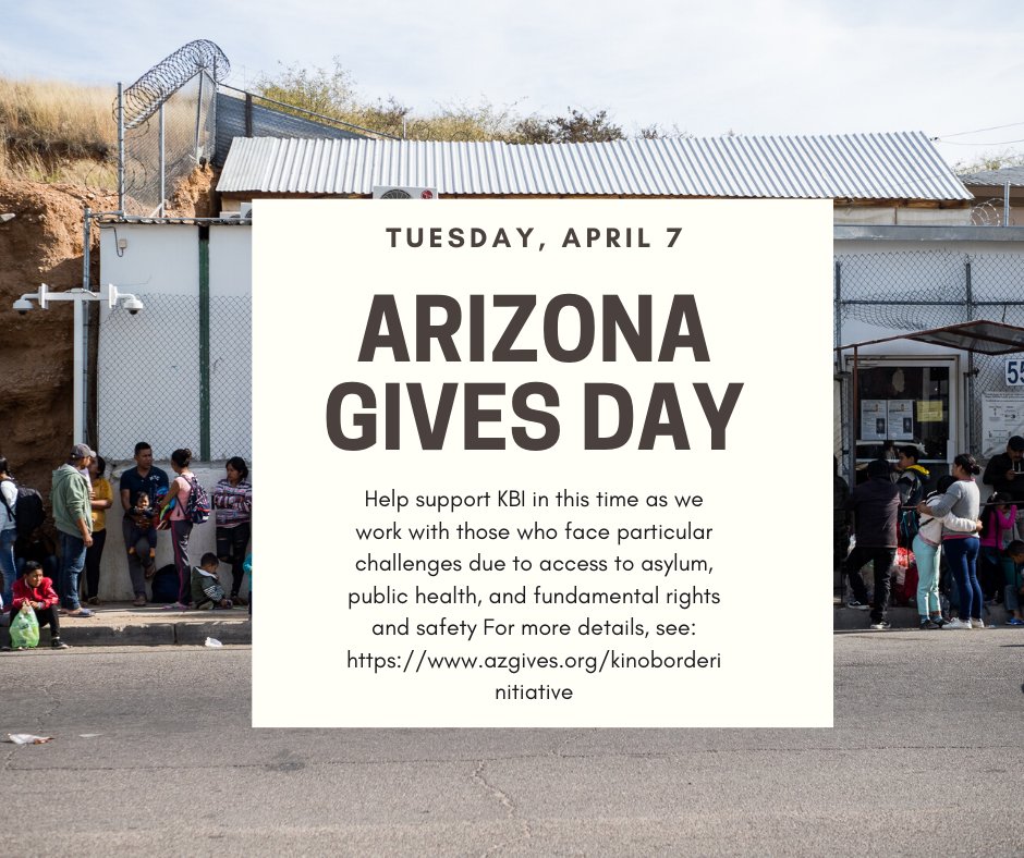 KinoBorder's tweet photo. There is still time to participate in #AZGivesDay and donate to KBI! Help us continue to be a presence of hospitality on the border and work for dignity and justice for all people.
https://t.co/CWdKtjPsAM https://t.co/lzxpumIeIp