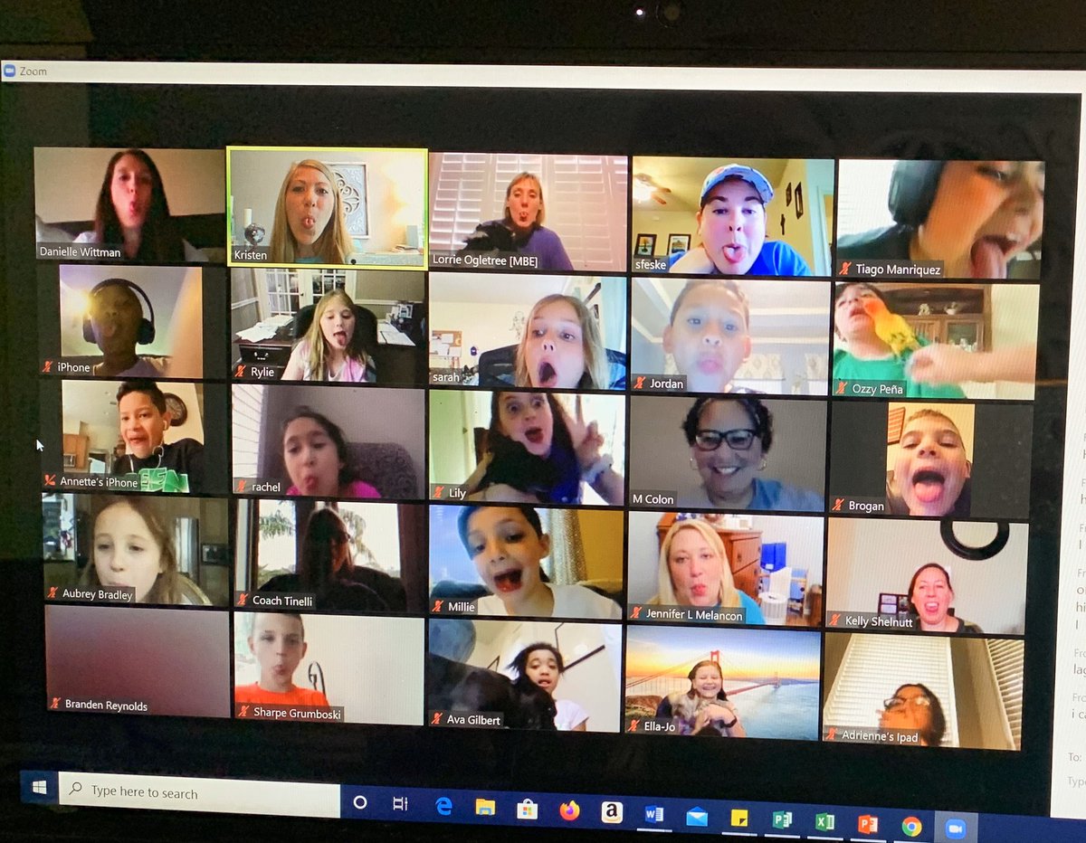 Weekly zoom with our kiddos! Tongues out! @dwittman3rd <a href="/SFeske/">Sara Feske</a> <a href="/lorrieogletree/">Lorrie Ogletree</a> <a href="/MBE_MUSIC/">Kelly Shelnutt</a> <a href="/mbe_library/">MBE Library</a> <a href="/MBE_TinelliPE/">Darla Tinelli</a> <a href="/HumbleISD_MBE/">Maplebrook Elem</a> #mbeisfamily #bethelight #bears2020