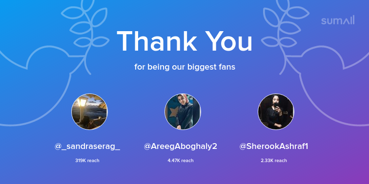 _rrehaam_'s tweet photo. Our biggest fans this week: _sandraserag_, AreegAboghaly2, SherookAshraf1. Thank you! via https://t.co/8SxgYM261M https://t.co/zbn1x2OXA5