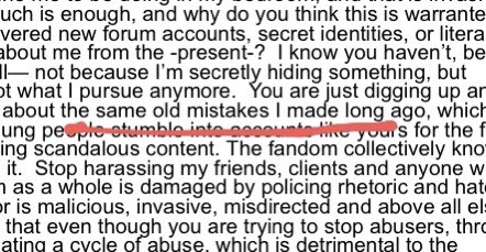 She goes on for most of this talking about how SHE is being affected from people outing the fact she is a r*pist. Not how what she did was inexcusable. She’s not sorry, she’s just angry that there are people who condemn her actions. This isn’t an apology, it’s a defense.