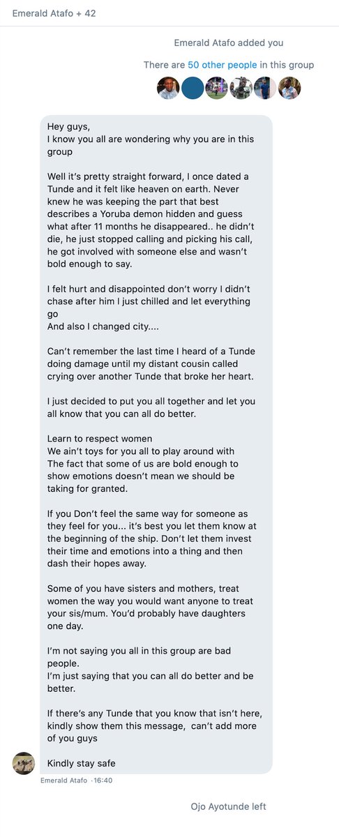 Somebody sent a group DM to me and 50 other Tundes