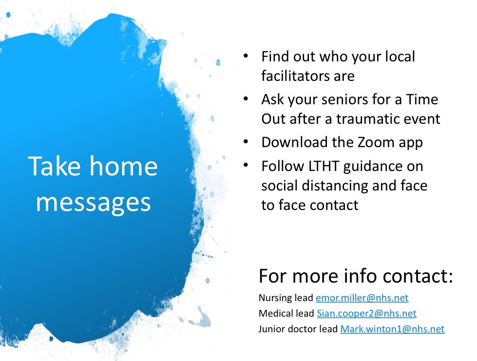yorkshiresian's tweet photo. We’ve modified our #PICUTimeOut model for #COVID19 so that our network of facilitators can continue to support teams after traumatic events on the same shift @LeedsPICU @LeedsICU @LCH_JDF @Leeds_Childrens @LeedsHospitals https://t.co/CrkhZEQs32
