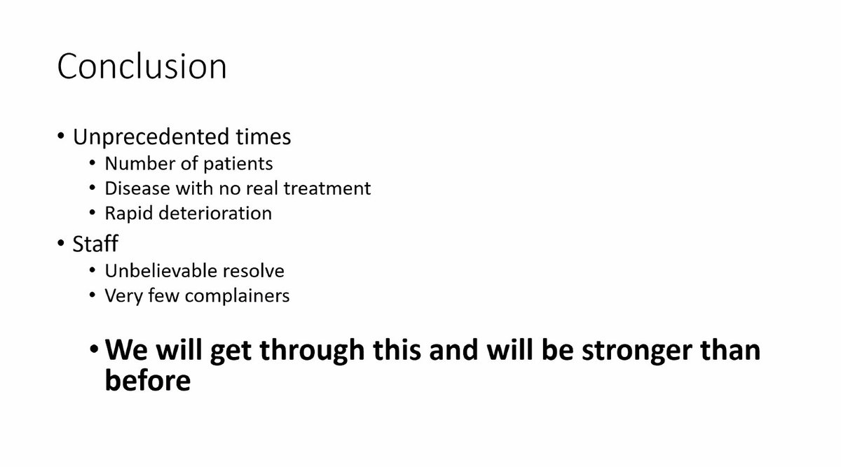 /17 Dr. Nirav Patel from New York:  #COVID19  @ISMICS webinar- low supply chain - streamline your order sets - decrease your traffic throughout hospitals and units - have a central command center - be liberal in the transition of pts to postacute care- pts can rapidly crump