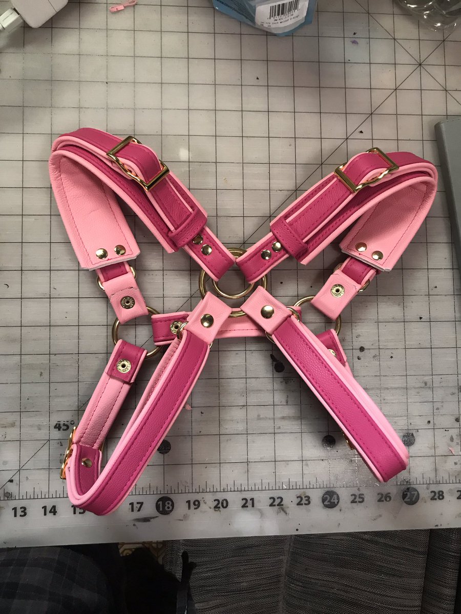 LeatherDeviant's tweet photo. We are still running our #corona sale and still have time between events for fun custom harnesses like this one! Double the pink with brass hardware
#pinkleather #transformer #harness #deviantleather https://t.co/FdkNCaCcjh