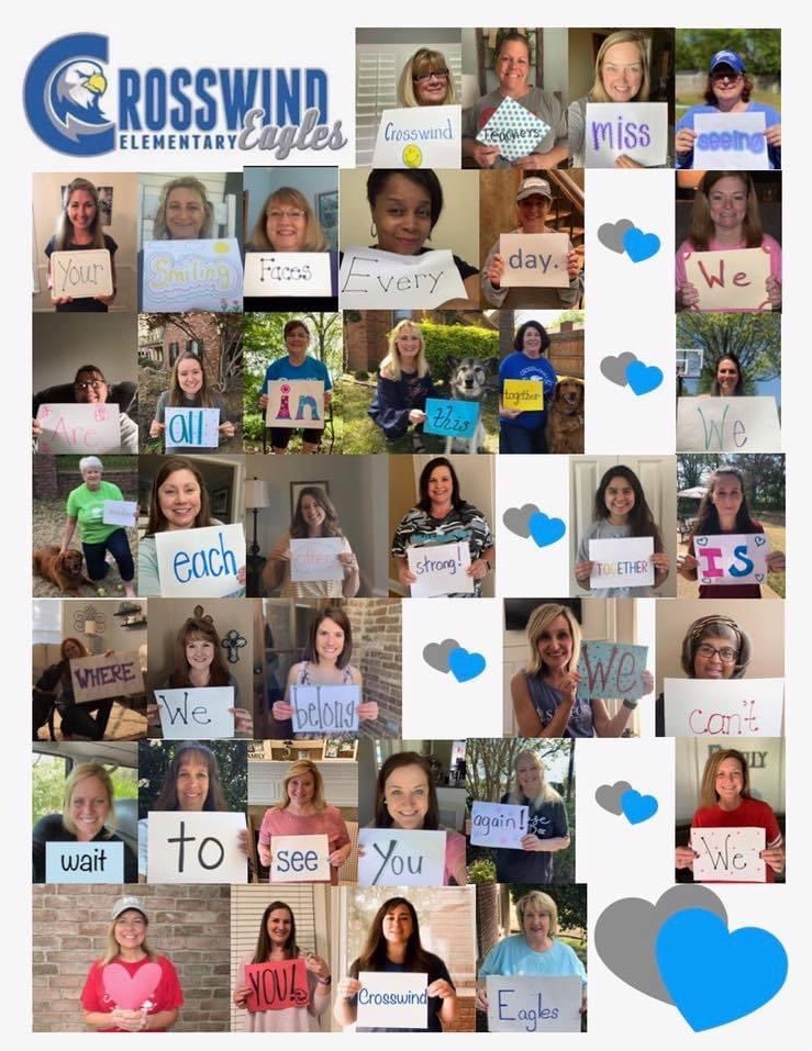 MrsVargas4's tweet photo. A message from the Crosswind teachers to our students. 😊@crosswindeagles https://t.co/5oXT1oaZFx