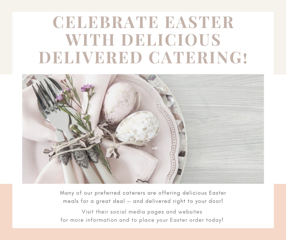 Many of our preferred #caterers are offering delicious #Easter meals for a great deal — &amp; delivered right to your door! Make this year's celebration special, safe, &amp; scrumptious! 🥚🐇🌷🐣👒 Caterers tagged in photo – contact them today to place your order! #Denver #Colorado