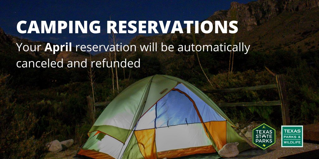 Overnight Camping reservations beginning Tuesday, April 7 through Thursday, April 30, will be automatically canceled and refunded. There is no need to call our call center. Our agents are reaching out to customers in order of arrival date.
Info: bit.ly/StateParkInfor…