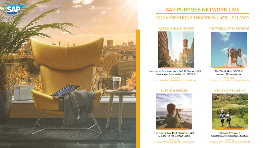 KwenaLMabotja's tweet image. Join us as we kick-off our #SAPPurposeNetwork Live with amazing sessions!Learn how startups help succeed businesses amid #COVID-19, the role an entrepreneurial mindset plays, how the world after the pandemic looks from an #AI perspective and more! Join now events.sap.com/sap-purpose-ne…