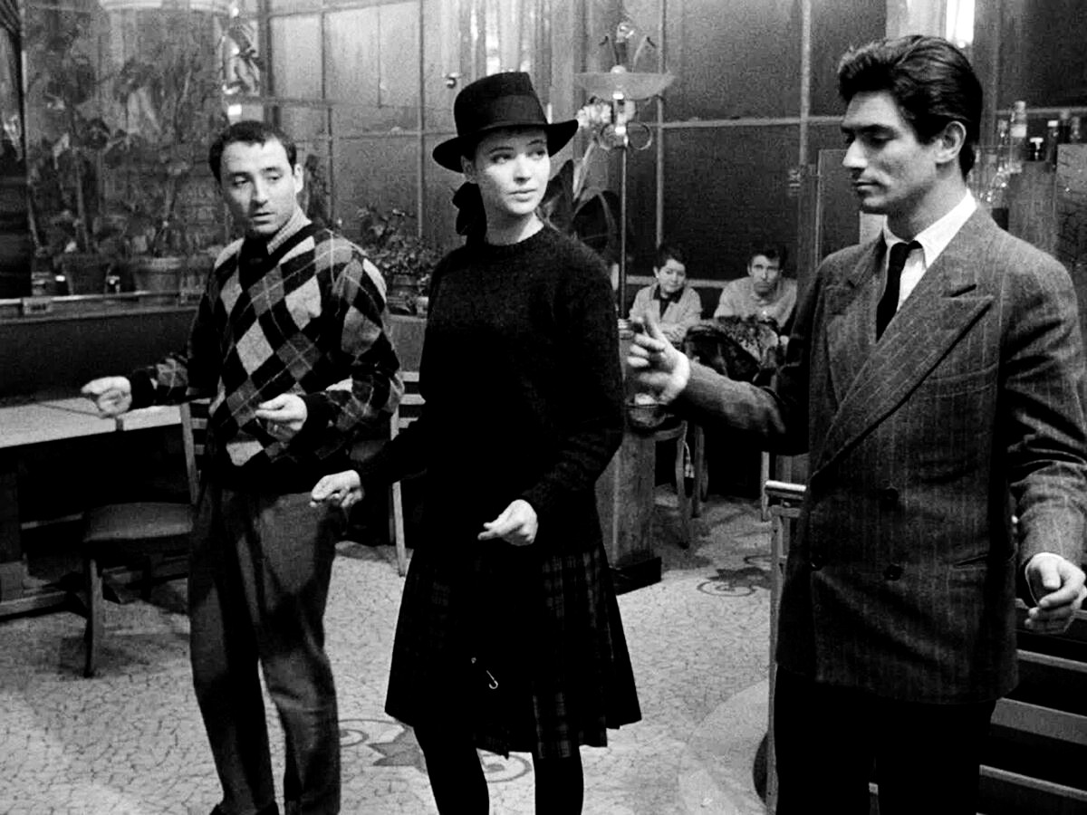 Bande a part dir. Jean-Luc Godard (1964)- What starts as a totally chill normal friendship between a young woman and two bros shooting their shot at the same time shockingly goes awry when they kill her landlady and make her rob her gangster neighbor