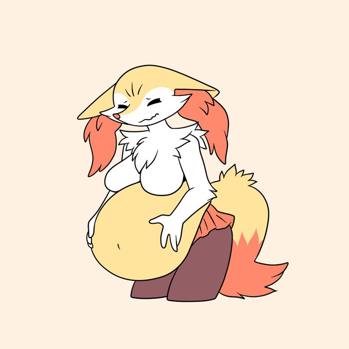 2020-04-08. Braixen's tummy is growing a bit faster than anticipated! 