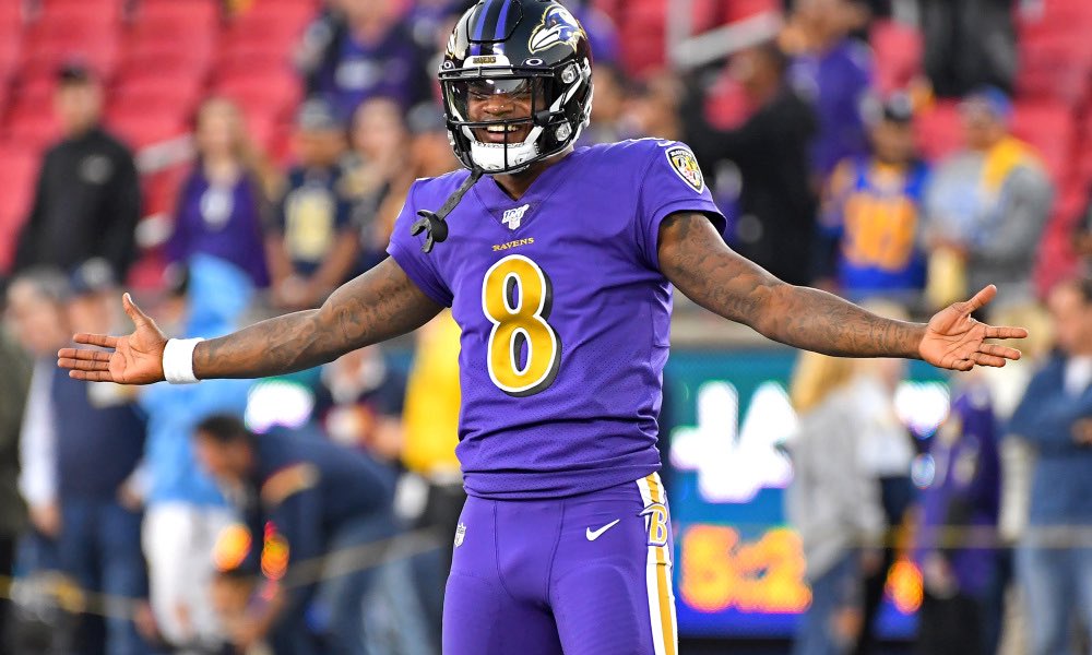 LamarHeisman's tweet photo. The Baltimore Ravens have the best uniforms in the NFL and it is not even close https://t.co/ZJQR5veovQ