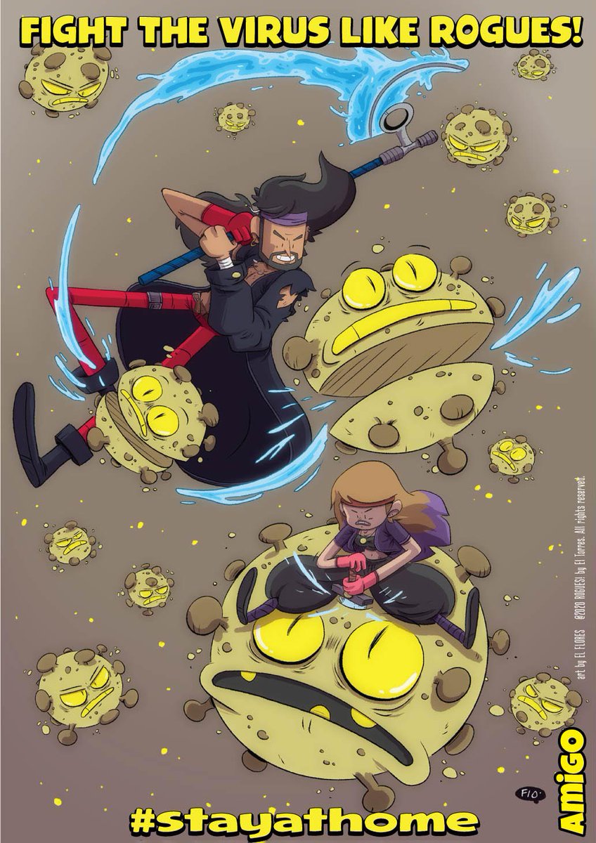 Our fellow artist EL FLORES reminds all of us to #StayAtHomeAndStaySafe with Rogues!
Remember Amigo has free comics at your disposal at amigocomics.com/stayathome