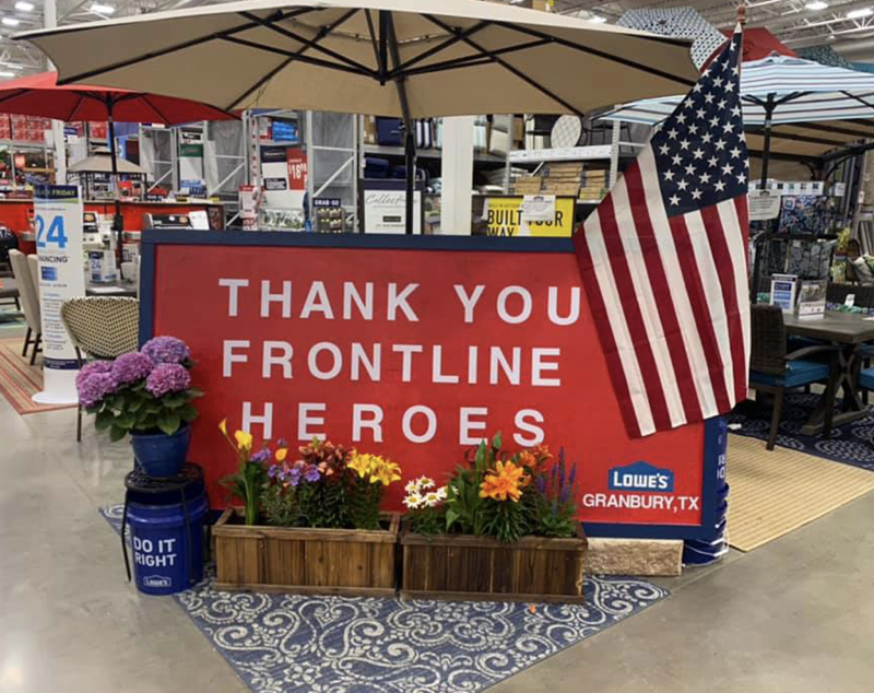 Thank you to the  #Lowes in Granbury, TX, for putting together this amazing display of gratitude, and to  @D1219lowe for sharing the finished product!