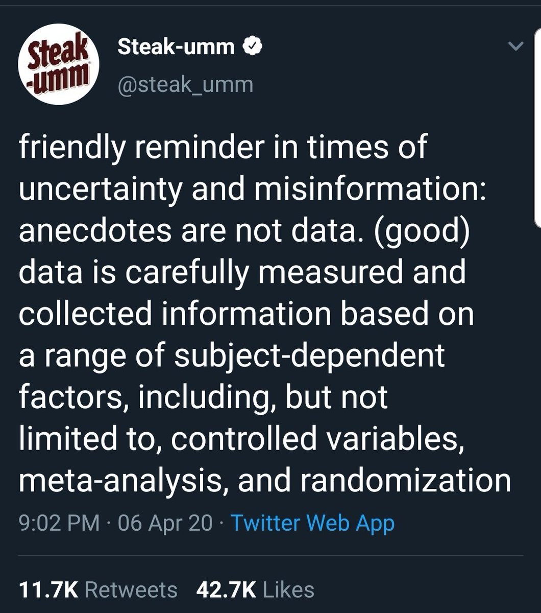 This is a phrase no one could have ever projected being said, but listen to Steak-umms instead of this Annals of Internal Medicine article at this pointMaking conclusions based on FOUR patients is... not great