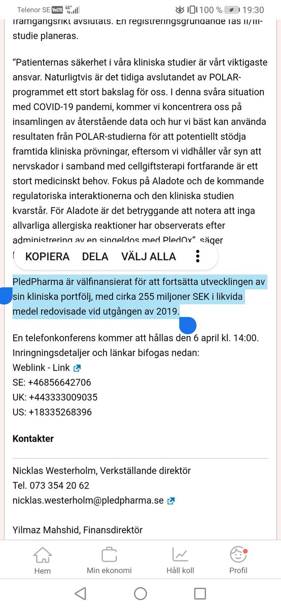 Mammuth33's tweet photo. #Pledpharma hade i utgången av 2019.
255 miljoner sek i likvida medel.

Bv i  skrivande stund 234 msek https://t.co/8zzWjGxfnU