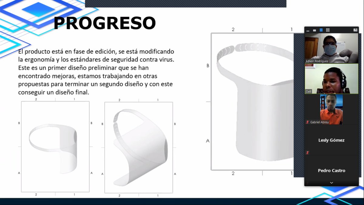 ITLARD's tweet photo. Como parte del #HackathonVirtualITLA Innovando en Cuarentena, el equipo #3, desarrollan el proyecto "Máscara protectora de gérmenes, virus y bacterias". Esta propuesta responde al reto: Propuestas de diseño de fabricación local de equipos de suministros de protección de la salud. https://t.co/rPoQjcavvG