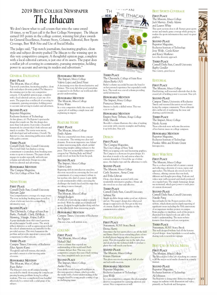 StRoseChronicle's tweet image. Congratulations to our Journalism II class for a second place news story, and to Aileen Burke for a third place column! Thank you to @nynewpapers for your consideration.