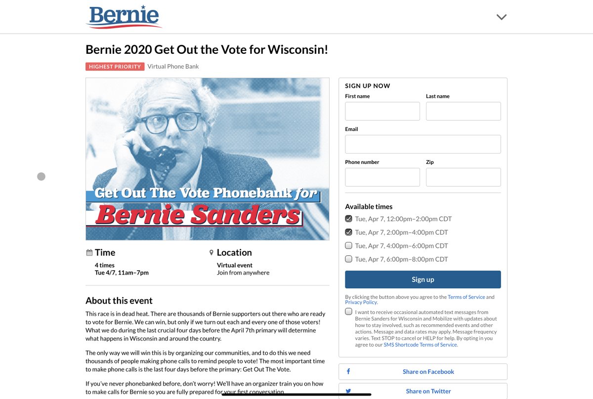 Bernie Sanders is protesting the Wisconsin primary today by *checks notes* having his supporters phone bank in Wisconsin to GOTV. Wow, what moral high ground.