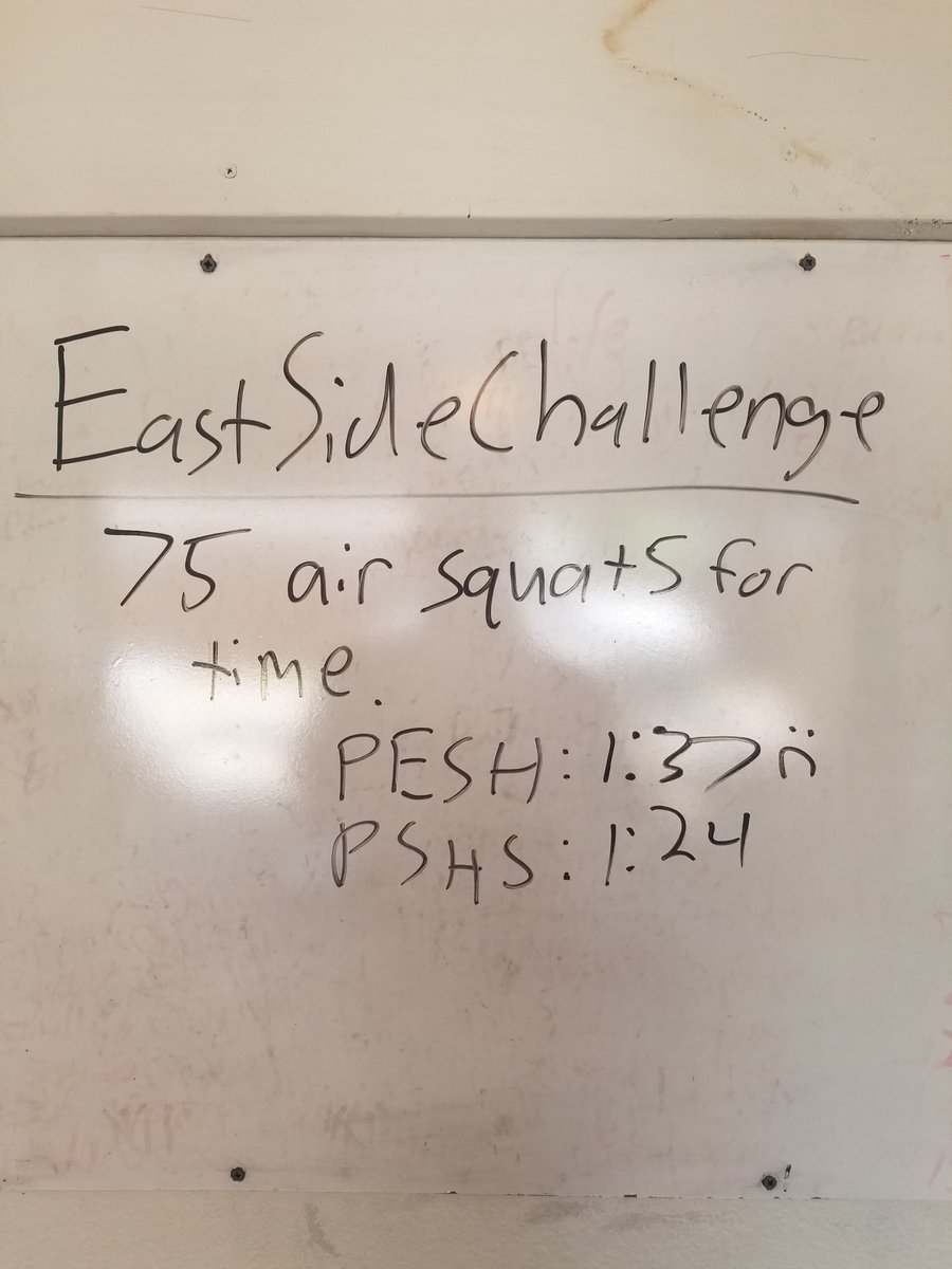 PlanoEastATs's tweet image. EastSideChallenge update: Bad guys are closing the gap. 75 air squats for time. Technical difficulties so no video today, but know we had some sweet Texas country playing. East Foley 1:37 PSHS 1:24. #EastSideChallenge #keepmoving @sbsolis24 @EastsideStrong @planoeastsb @Dsolis79