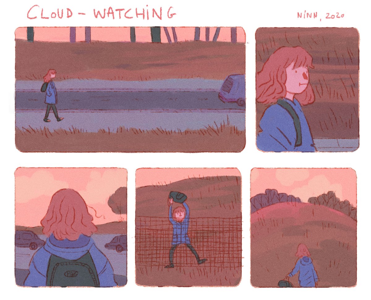 bleu_capsicum's tweet image. Here&apos;s a little comic about the times when I went cloud-watching when I was about seventeen. I&apos;ve been doing that a lot lately, and it made me think back to those specific moments.